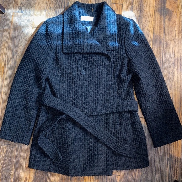 Calvin Klein Jackets & Blazers - Calvin Klein Black Textured Wool Blend Pea Coat
Size 14